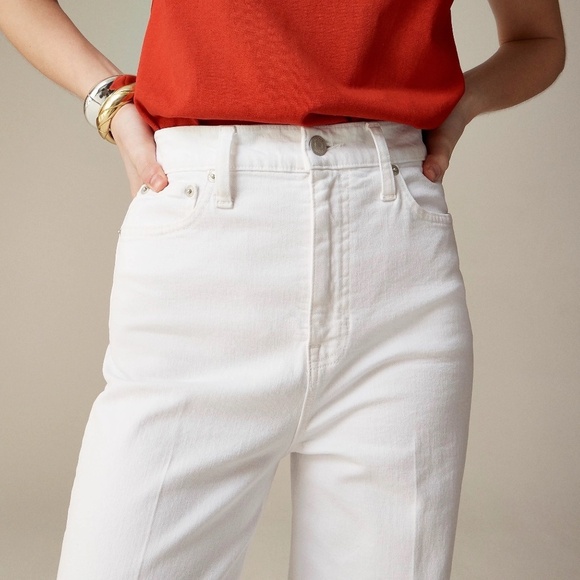 NEW!! J. CREW Wide Leg Denim Trousers Solid White Preppy Minimalist Size 32 - Picture 6 of 16
